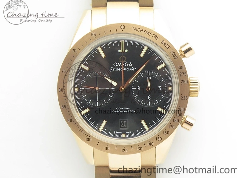 0817 Speedmaster ’57 Co-Axial RG OMF 1:1 Best Edition Black Dial On RG Bracelet A9300 (Free Leather Strap) MoistureWicking 8070